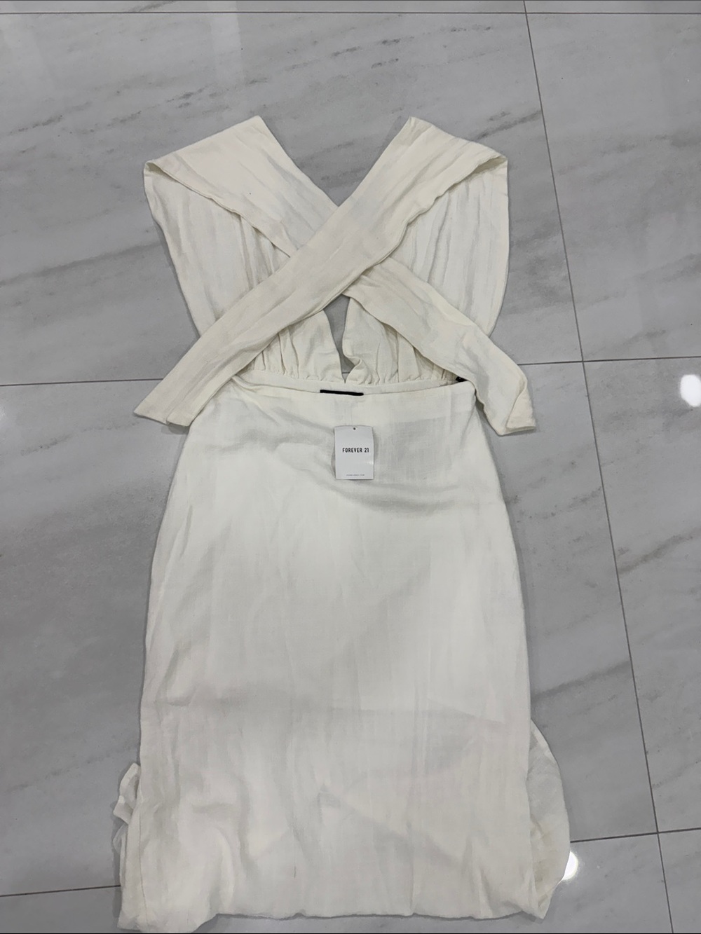 Forever 21 Cream Cross-Back Midi Dress